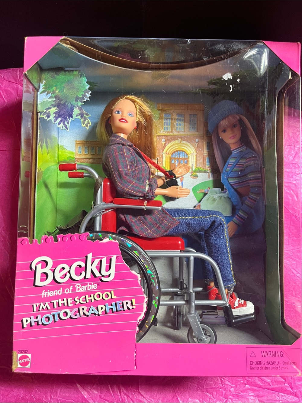 1998 Mattel "Becky, Friend of Barbie: I'm the School Photographer!" #20101 NRFB